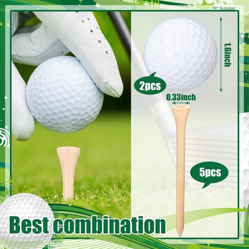 Realspring 8 Pcs Father's Day Golf Set Daddy Grandpa Golf Gifts, Ball Pouch Bag and 5 Pcs Wood Tees 2 Balls Christmas Birthday Gift for Men, Grandpa from Daughter Son(Best Grandpar by Par)