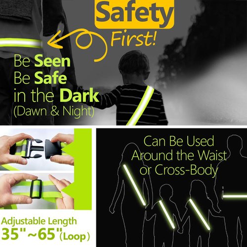 ZEMOZEN Reflective Sash for Walking at Night | High Visibility Reflectors Running Gear Women Safety Items Replaces Reflective running vest | Perfect for Dog Walking, Night Running & Cycling
