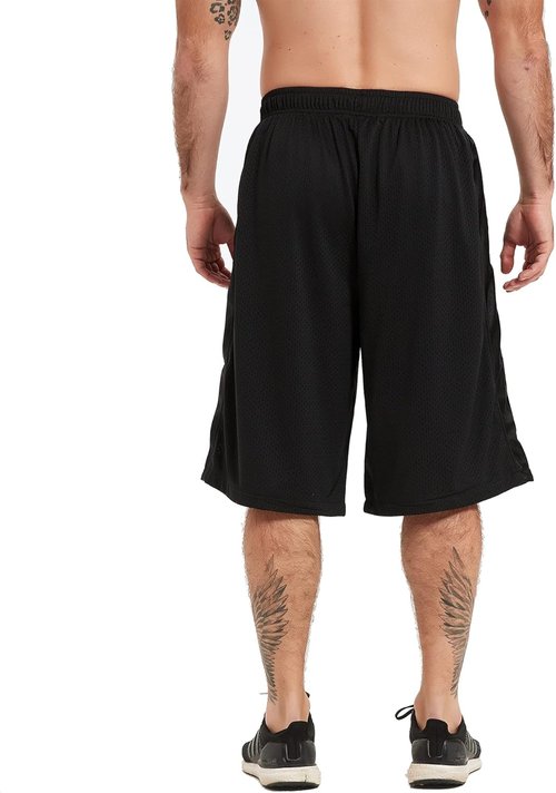 HQUEC Men's Athletic Basketball Shorts - 12" Loose-Fit Workout Shorts with Pockets