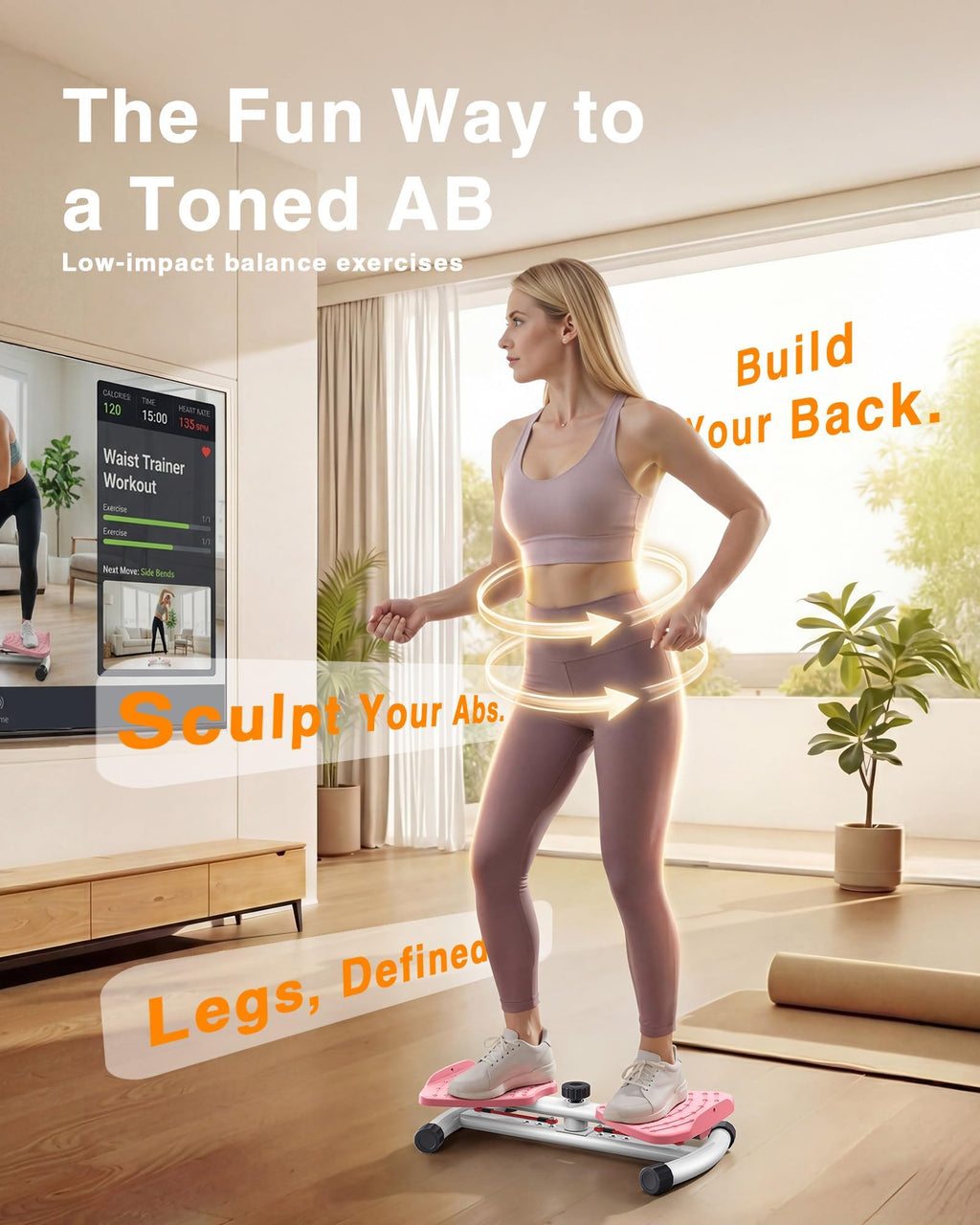 Waist Twister Machine Exercise, 326 lbs Ab Twister Board for Exercise, Waist Twister for Home Gym, Balance Training & Fat Burning, Noiseless Workout Equipment for Women & Men - Twist Exercise Machine