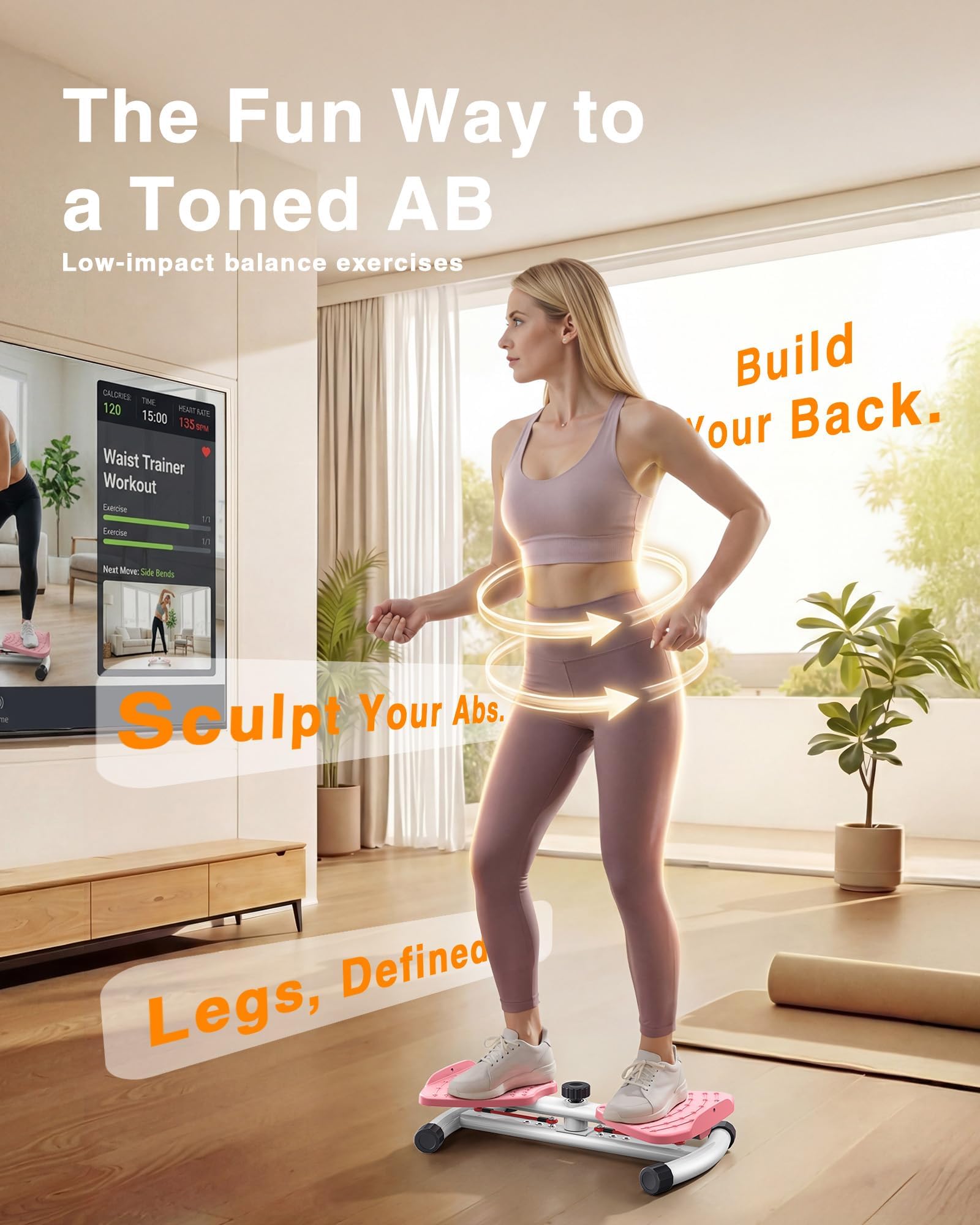 Waist Twister Machine Exercise, 326 lbs Ab Twister Board for Exercise, Waist Twister for Home Gym, Balance Training & Fat Burning, Noiseless Workout Equipment for Women & Men - Twist Exercise Machine