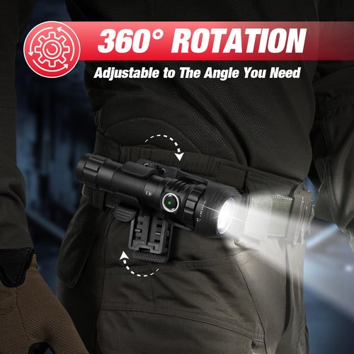 ULTRAFIRE Tactical Flashlight with Holster, 1200 High Lumen Police Flashlight with Holster for Duty Belt, Law Enforcement Flashlights with Belt Holder, Rechargeable Small LED Flash Light UF3