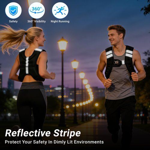 ROBORE Weighted Vest, 8lb/12lb/16lb/20lb Weight Vest with Reflective Stripe for Workout, Body Weight Vests for Women, Men, Strength Training, Running, Fitness, Weight Loss, Weightlifting (12LB)