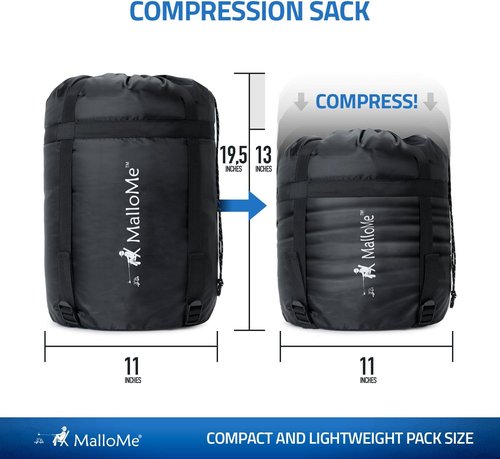 MalloMe Sleeping Bags - Cold Weather Camping Gear for Adults & Kids | Lightweight & Compact Design