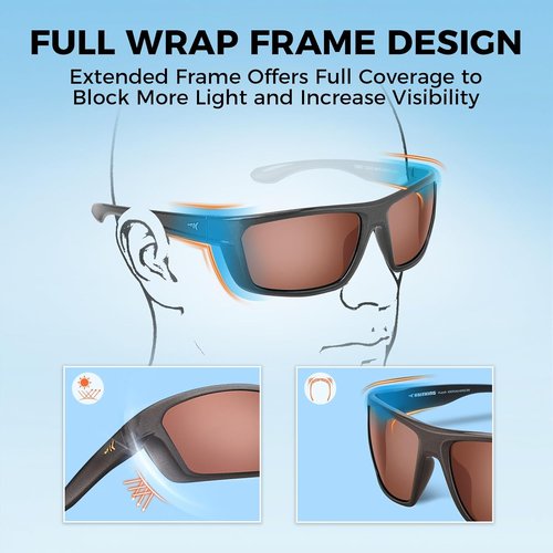 KastKing Huzzah Polarized Sport Sunglasses - UV Protection for Men & Women | Ideal for Driving, Fishing & Cycling