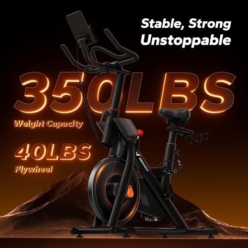 Merach Exercise Bike - Low Noise Indoor Stationary Bike with App & Tablet Mount | 300 Lb Capacity
