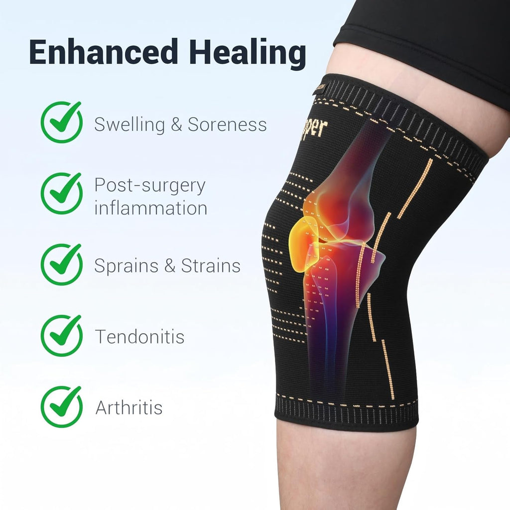 Skiennix Copper Knee Braces - Compression Sleeves for Pain Relief & Recovery | Unisex Design