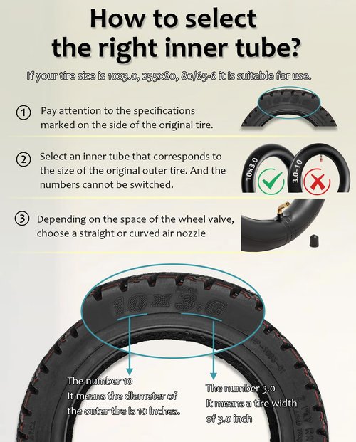 10x3 Tire 255x80 80/65-6 Heavy-Duty Tube Replacement for Nanrobot/Apollo Pro/Kugoo M4 Pro/Varla Eagle/Yume Y10/Joyor S10 Electric Scooter~Anti-explosion Tyre with 45 Degree Valve,2pc