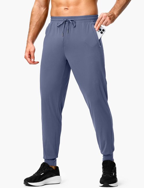 GGJ Men's Athletic Joggers - Stretch Tapered Running Sweatpants with Zipper Pockets | Gym Workout Pants