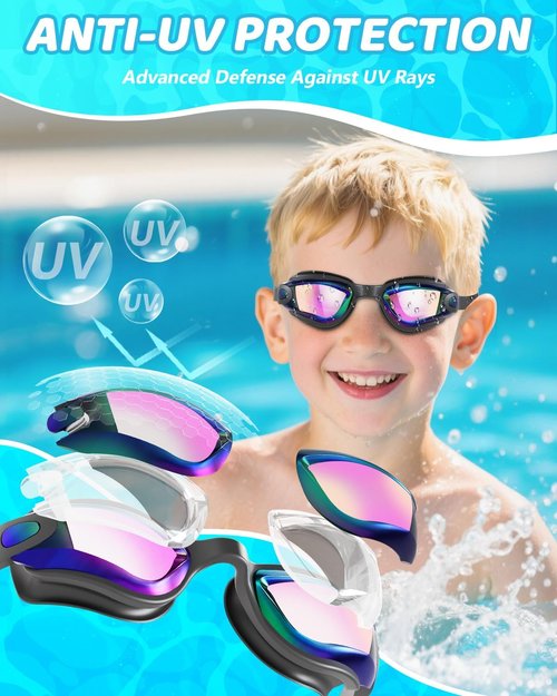 Aegend Swim Goggles - No Leaking Kids Swimming Goggles for Ages 3-14 | Clear Vision & Comfort