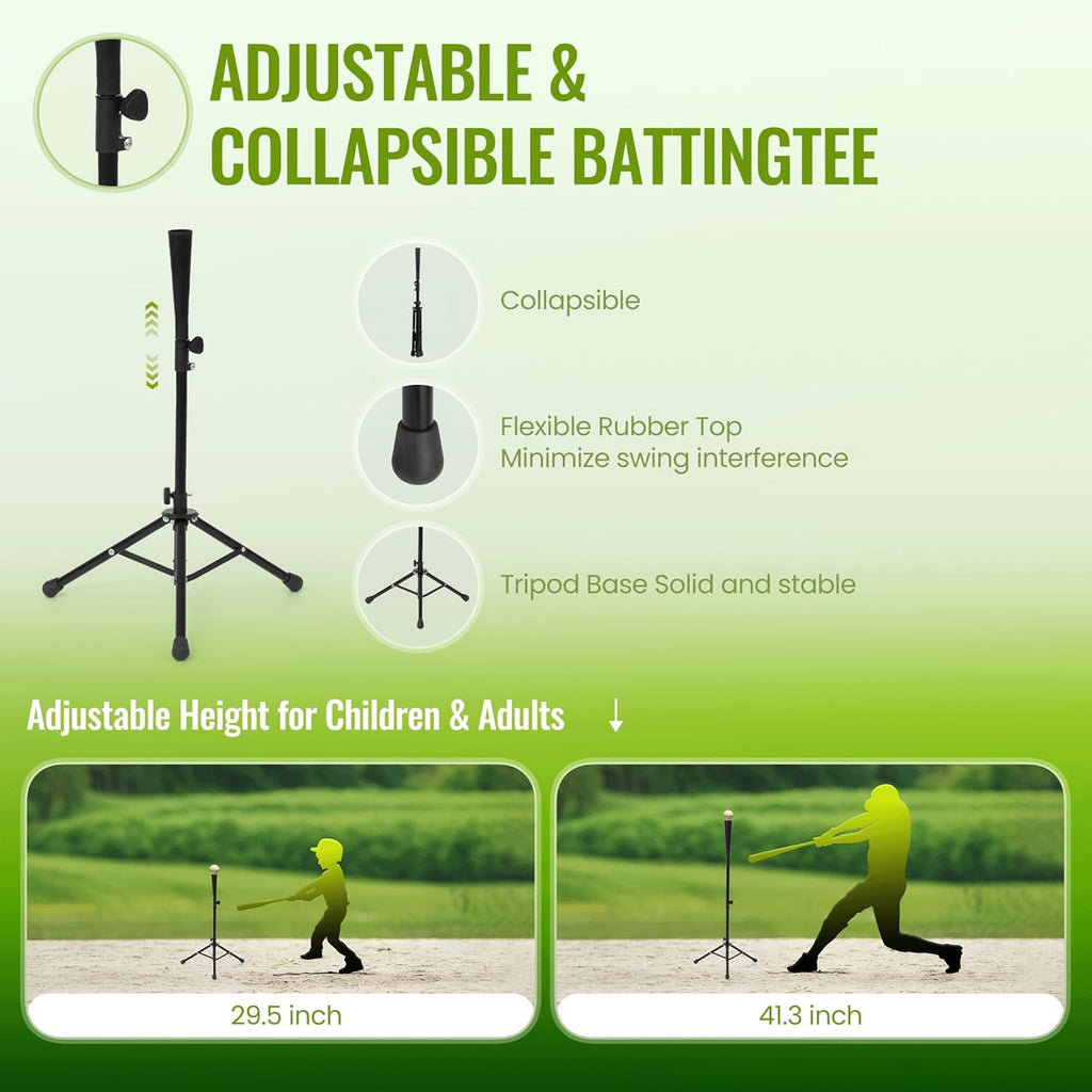 Skiennix 7x7 FT Baseball Net - Portable Batting Net with Strike Zone Target & Carry Bag
