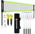 Olybeaka Professional Baminton Set, Portable Badminton Net Set for Backyard with Carring Bag, 4 Aluminum Badminton Rackets, 3 Shuttlecocks - Easy Set Up & Durable (20ft, Black)