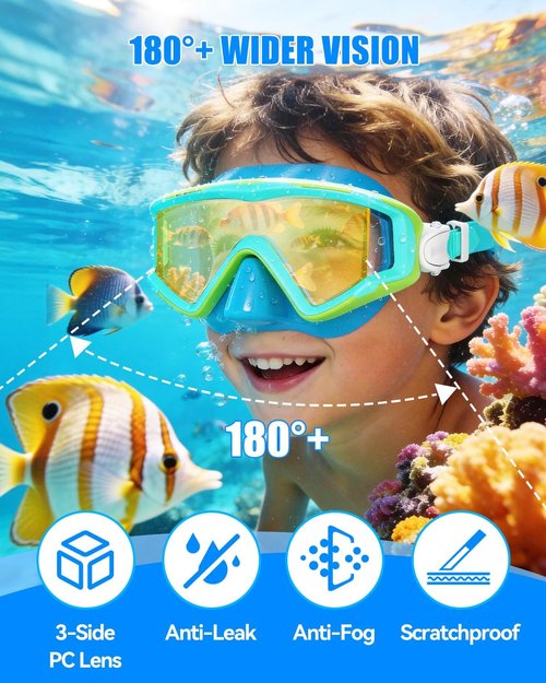 Aegend Diving Mask - Panoramic Anti-Fog Goggles with Comfort Fit & Mesh Bag for Snorkeling, Scuba Diving