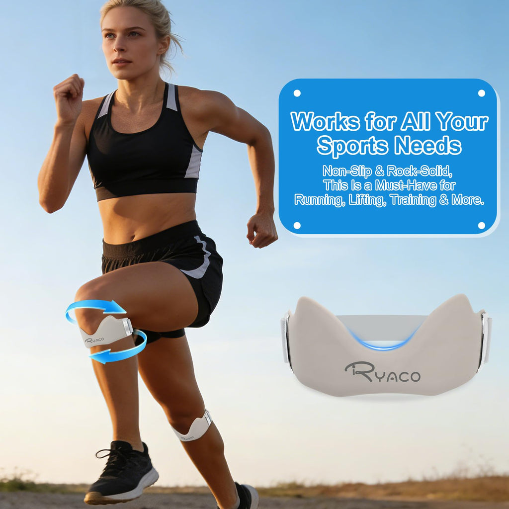 RYACO Patellar Tendon Support Strap 2 Pack, Silicone Patella Band for Knee Pain Relief, Adjustable Knee Brace for Women Men, Non-Slip Knee Support Knee Bands for Basketball Tendonitis Running Soccer Gym