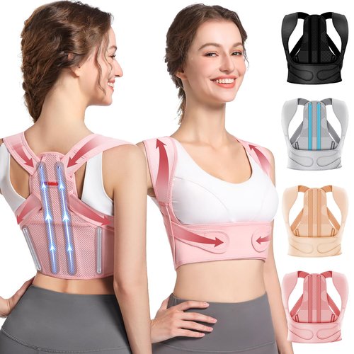 Fit Geno Posture Corrector - Adjustable Lightweight Upper Back Brace for Pain Relief | M/L (32"-45")