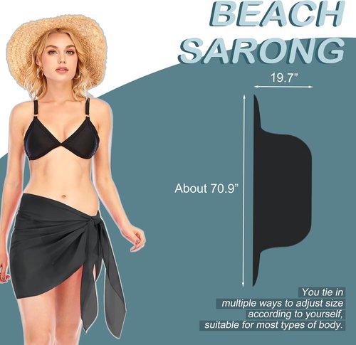 Medsuo Beach Sarong - Semi-Sheer Chiffon Wrap Skirt for Swimsuit Cover-Up | Stylish Beachwear