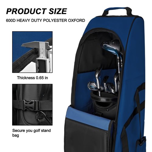 Goloni Golf Travel Bag with Wheels for Airlines, Heavy Duty Golf Club Travel Case, Water Resistant Golf Bag Cover for Air Travel, Portable Foldable Golf Luggage for Men Women