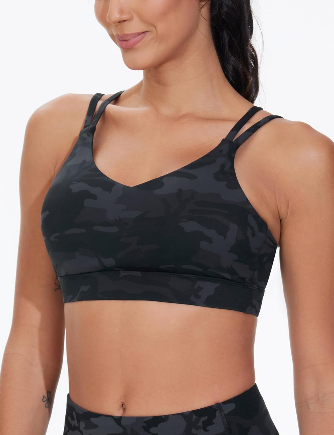 The Gym People Women's Sports Bra - Supportive Double Spaghetti Strap with Padded Design