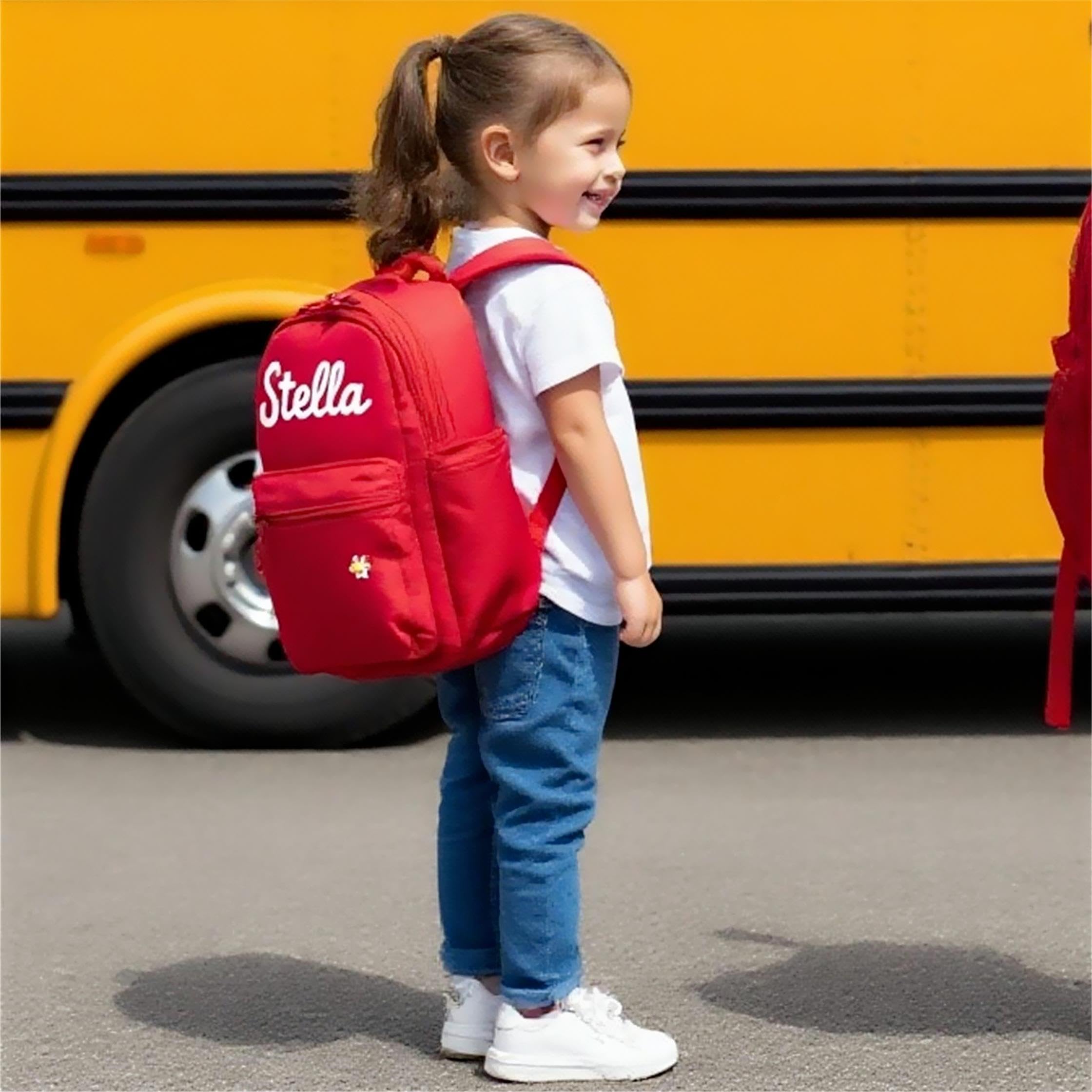 JUPPE Personalized Corduroy Kids Backpack, Custom Name Schoolbag, Preschoolers and Elementary School Students, Available in Medium and Small Sizes, Ages 1-6 or 3-14