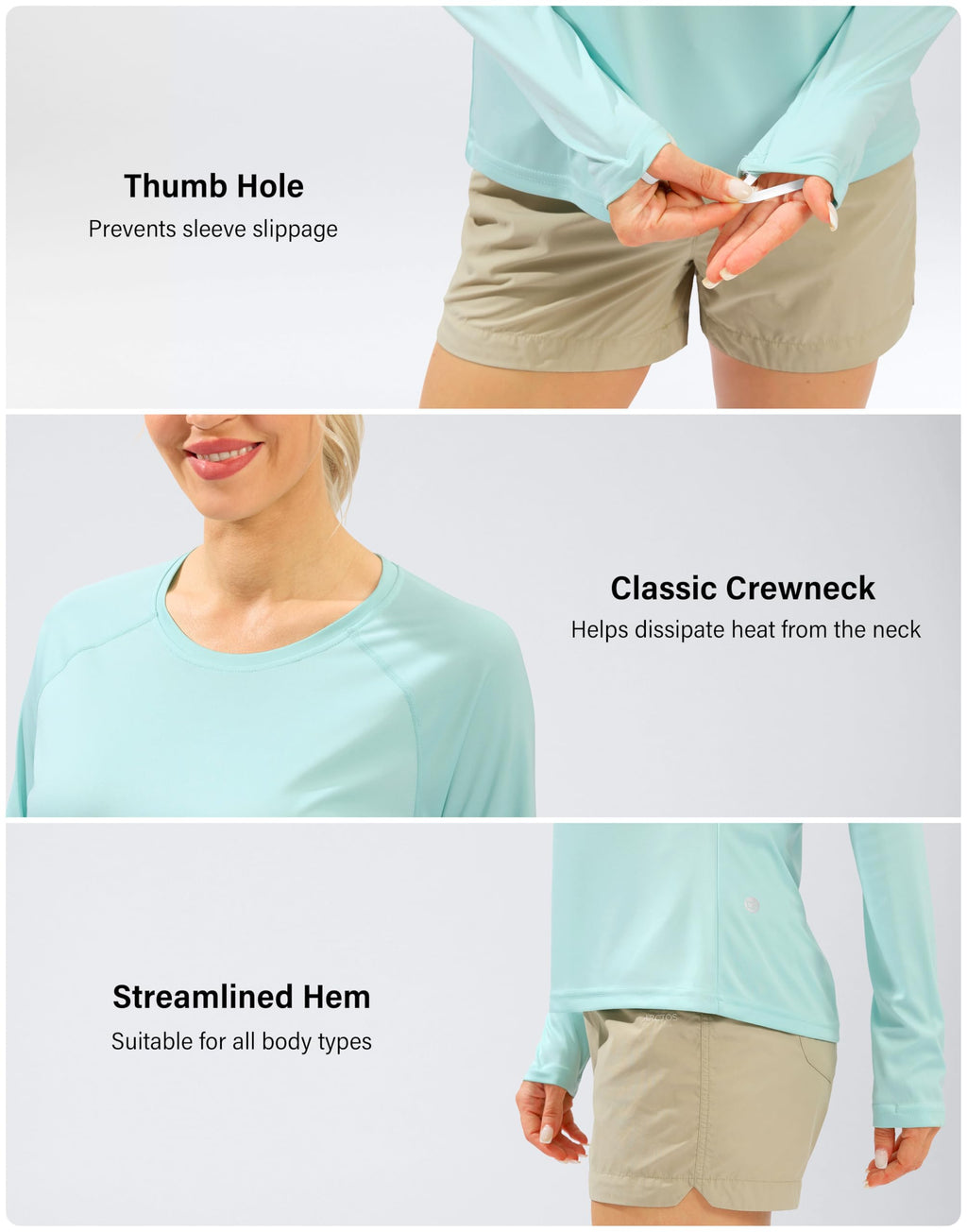 Women's UPF 50+ Sun Shirts Long Sleeve UV Protection Rash Guard Lightweight Quick Dry Workout Hiking Tops for Women