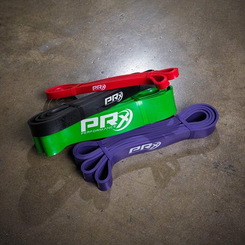 PRx Performance Mobility Band Bundle, Red, Black, Purple, Green Exercise Bands for Assisted Pull-Ups, Powerlifting, Speed, Agility & Strength Training
