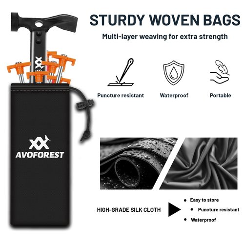 20 Pcs Tent Stakes with Camping Hammers,Avoforest 7.1 Inch Non-Rust Metal Tent Pegs + Portable Tent Stakes Hammers Ground Stakes and Tent Accessories Camping with Storage Bag,Garden,Hiking