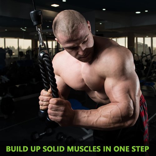 Double D Row Handle - Cable Attachment for Weight Training - Durable Steel with Non-Slip Grip (Black)