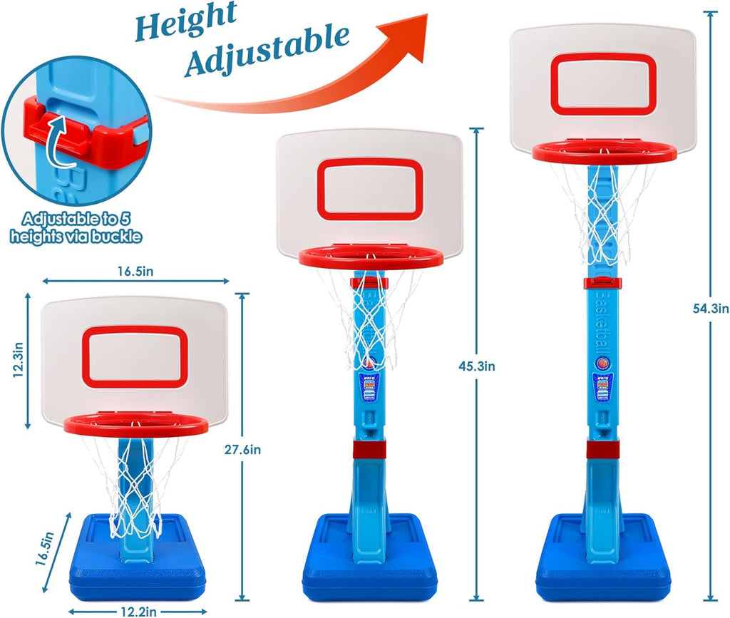 Super Joy Toddler Basketball Hoop - Height Adjustable Mini Goal for Indoor & Outdoor Play | Fun Sports Toy for Ages 1-5