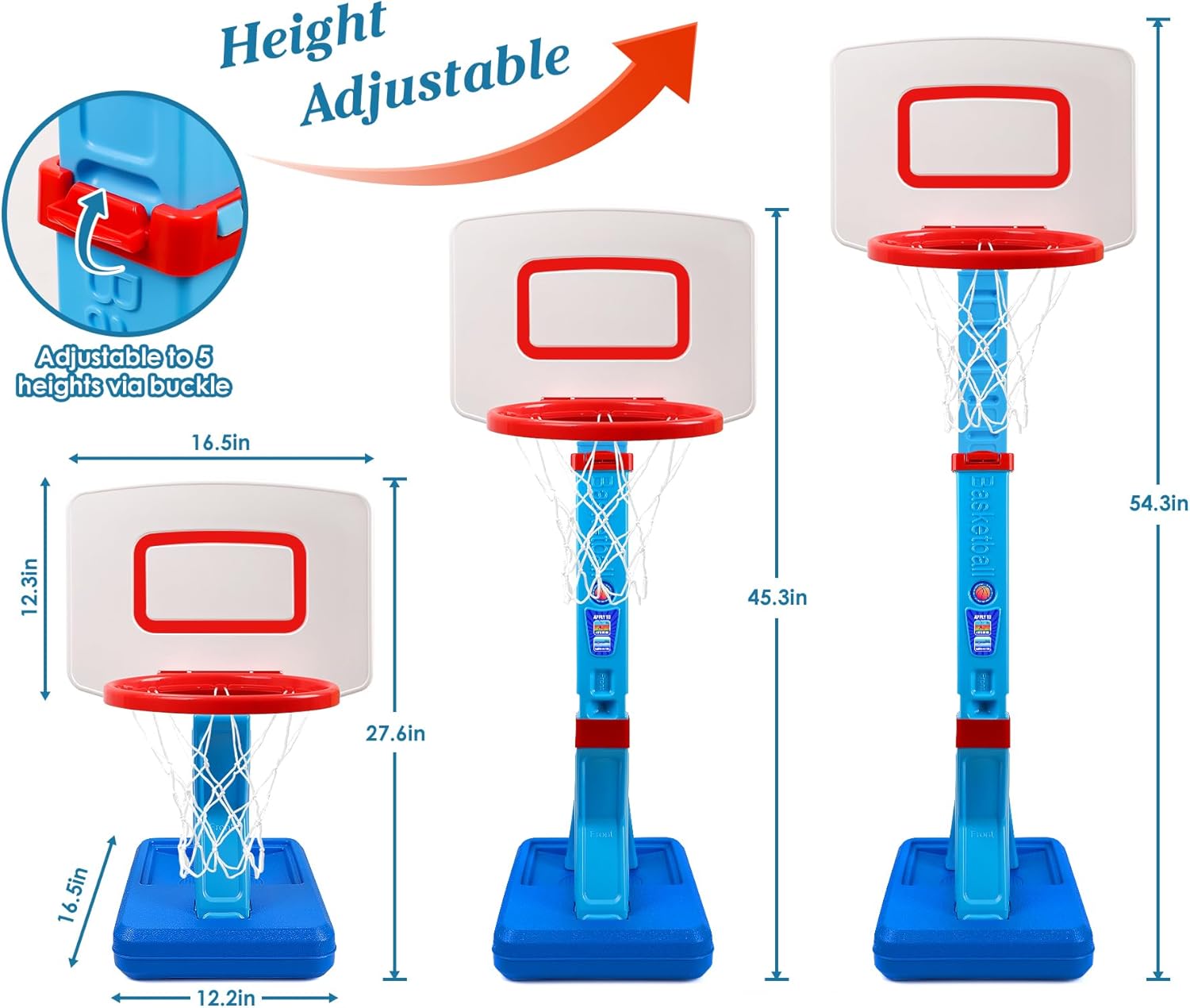 Super Joy Toddler Basketball Hoop - Height Adjustable Mini Goal for Indoor & Outdoor Play | Fun Sports Toy for Ages 1-5