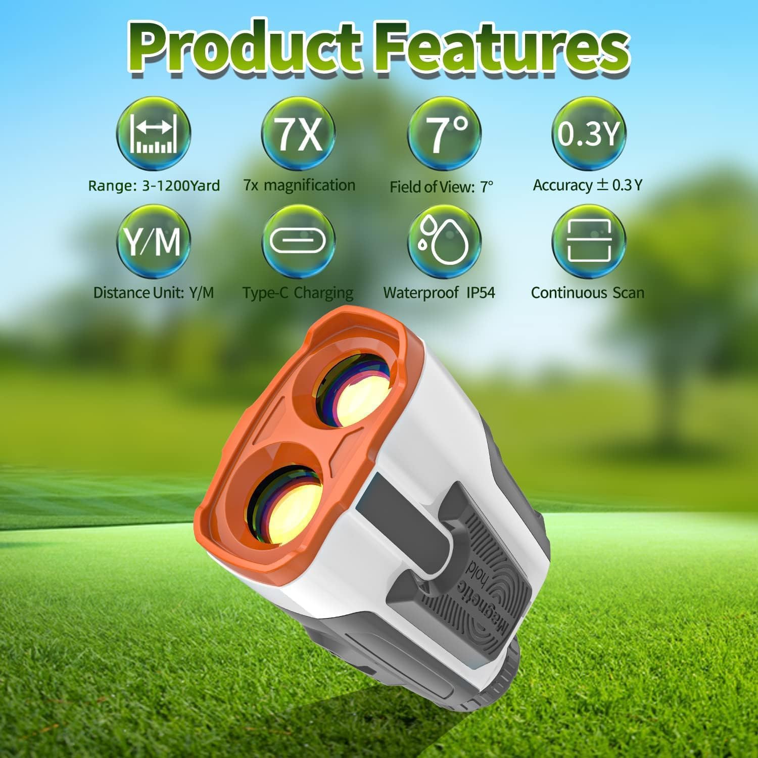 Skiennix Golf Rangefinder - 7X Magnification, 1200 Yards, Waterproof with Magnet & Vibration Alerts