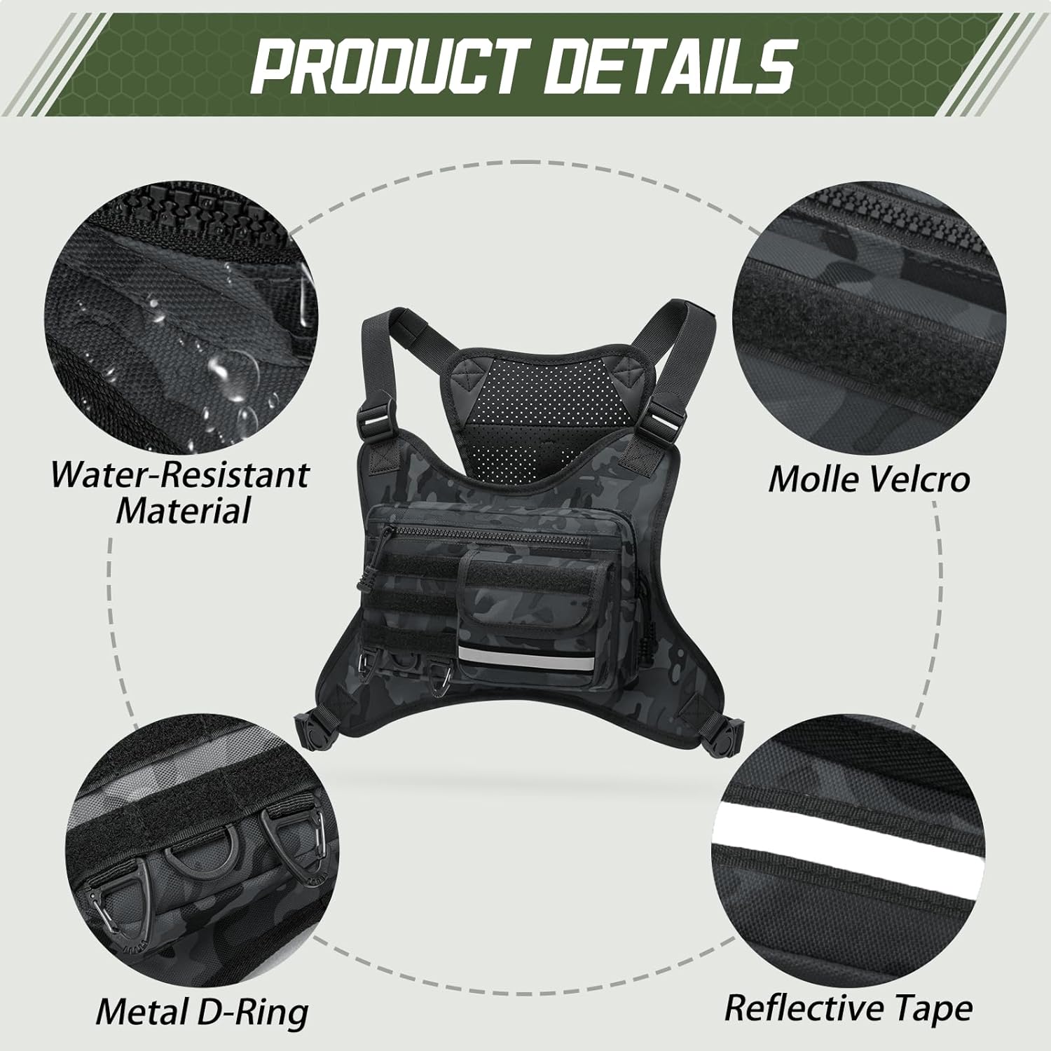 OCKLILY Chest Bag - Versatile Outdoor Sports Vest for Running, Cycling, Hiking & Travel - Unisex Design