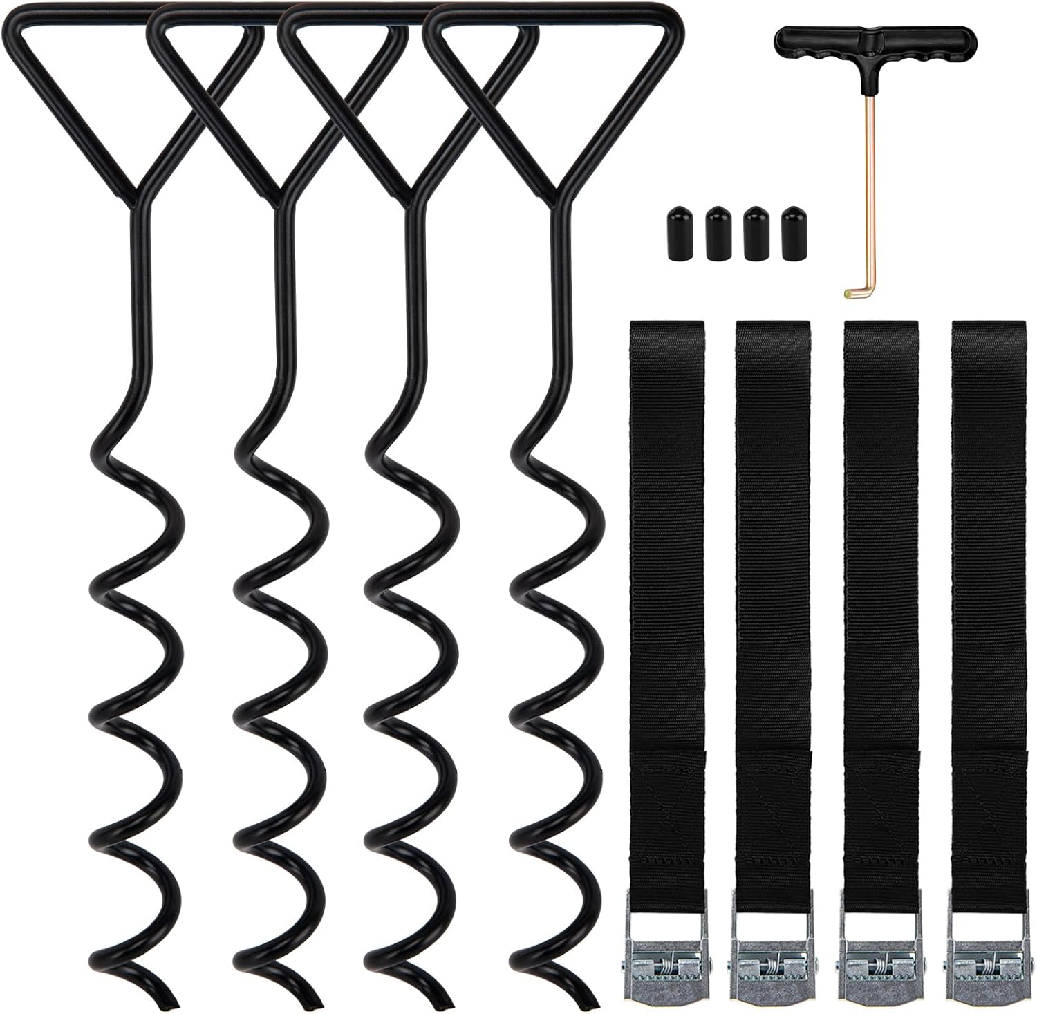 Trampoline Tie Down Anchor Kit by [Brand Name] - Heavy-Duty Steel Stakes for High Wind | Set of 4