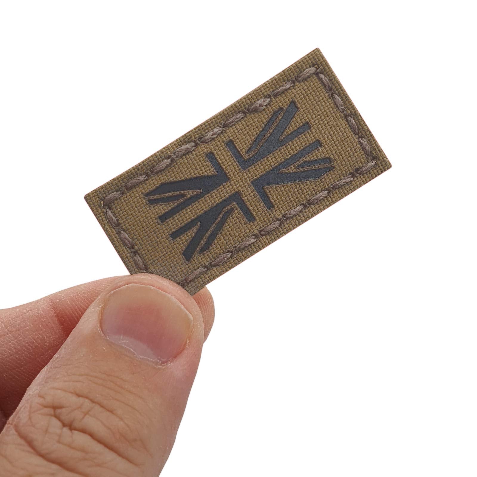 Tiny 1x2 IR Coyote Union Jack UK MTP Army British Army Tactical Morale Hook Patch