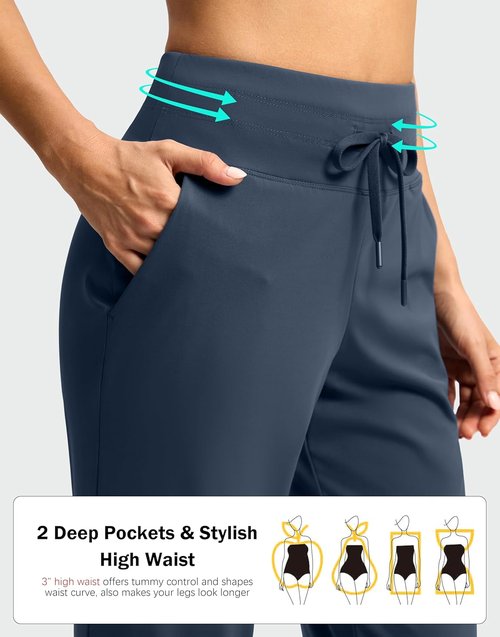 G Gradual High-Waisted Ankle Pants - 7/8 Athletic Style with Drawstring & 2 Pockets for Women