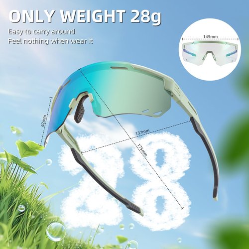 ROCKBROS Cycling Glasses, Photochromic Sports Sunglasses for Men Woman, UV Protection Biking Sunglasses