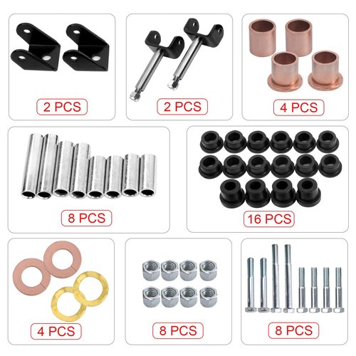 Roykaw Club Car DS Front End Repair Kit Rebuild Kit with King Pin/A arm/Front Leaf Spring Bushing Kits and Bolts/Clevis for 1993-Up Gas & Electric Golf Cart