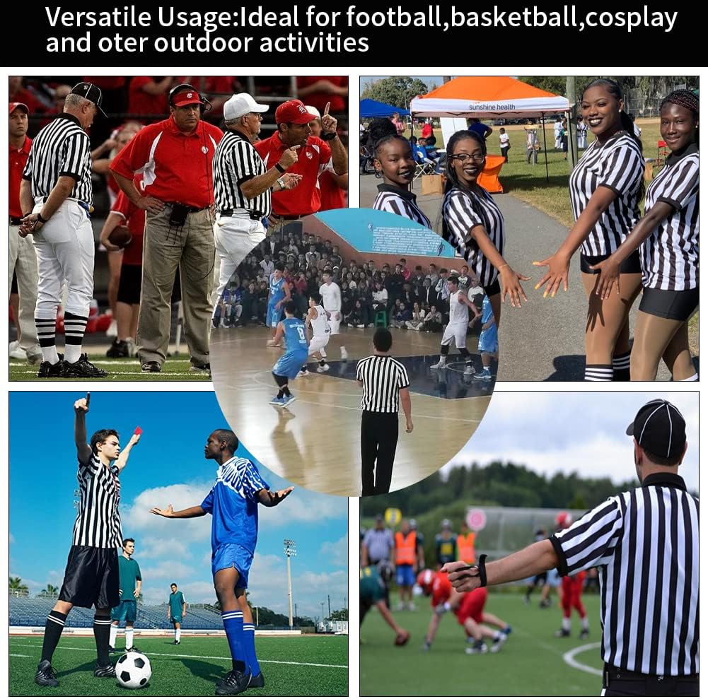 Shinestone Referee Shirt, Referee Costume Shirt for Womens and Mens, Zipper Neck Umpire Jersey for Sports and Christmas