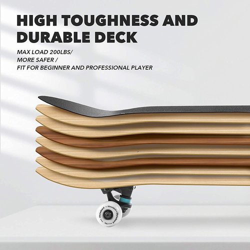 Skateboards for Beginners Kids Boys Girls and Adults 31"x8" Pro Complete Skateboard 8 Layers Maple Wood, Double Kick Concave, Fascinating Cool, Solid&Durable (Rocket)
