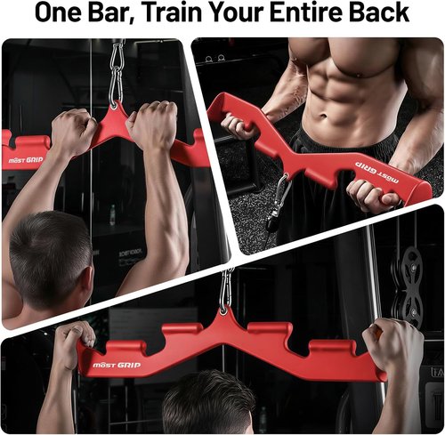 LAT Pull Down Bar - 6 Ergonomic Handles for Neutral Grip | Ideal for Whole Back Training