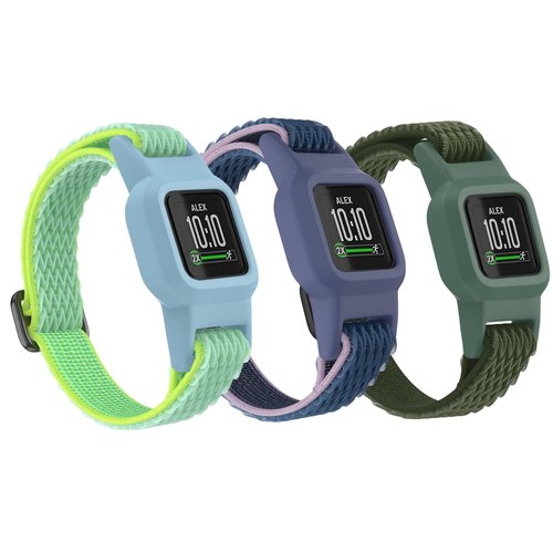 Vanet 3 Pack Compatible with Garmin Vivofit Jr 3 Bands for Kids, Soft Nylon Straps Silicone Sport Breathable Bands Adjustable Replacement Wristbands