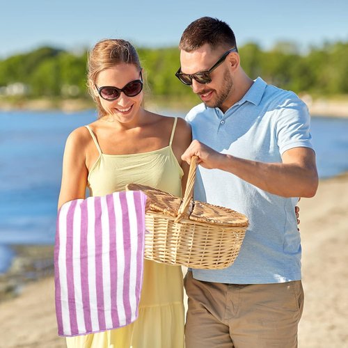 Jecery Oversized Striped Beach Towels - 12 Pack, Soft & Absorbent Quick-Dry Towels | 30 x 60 Inches