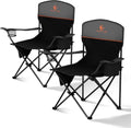 ALPHA CAMP Folding Camping Chairs - Portable Lawn Chairs with Cup Holders | Supports 225 LBS, 2 Pack