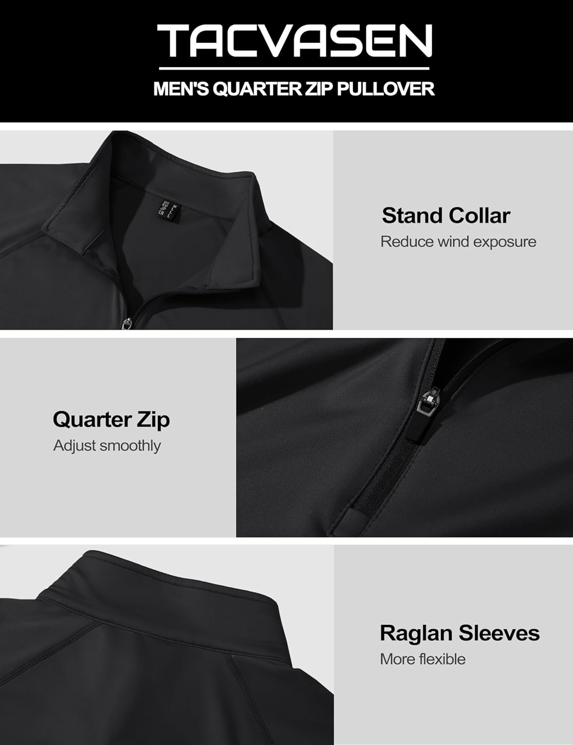 TACVASEN Men's Quarter Zip Pullover - Fleece Lined Thermal Golf Shirt | Warm Winter Sweatshirt