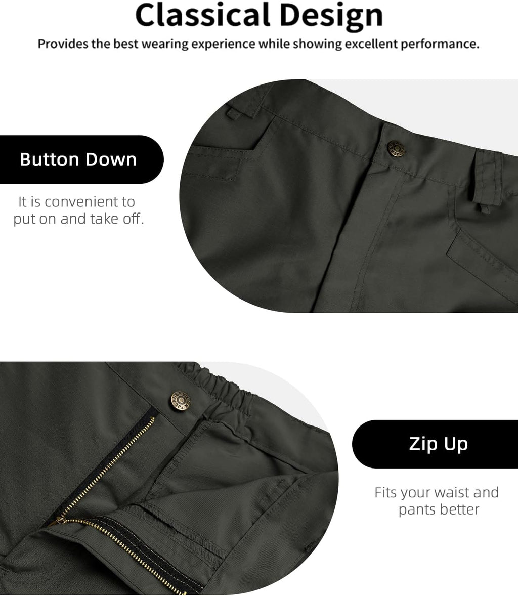 Whox Men's Tactical Cargo Shorts - Waterproof Hiking Shorts with 6 Pockets | Casual Work & Fishing Wear