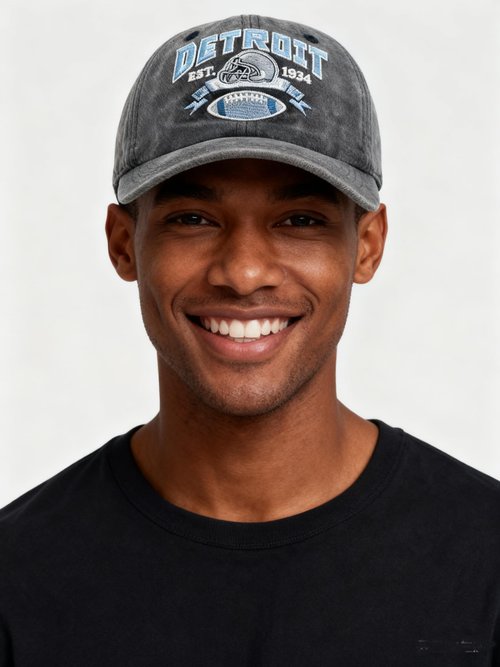 Embroidered City Football Detroit L Hat Vintage Washed Cotton Denim Hat Adjustable Baseball Cap for Men Women