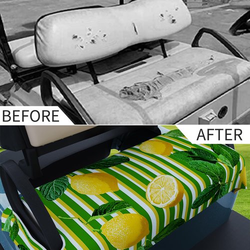 ZOCOZY Microfiber Golf Cart Seat Covers 55"x32" - Green Lemon Universal Breathable Golf Cart Seat Blanket, Golf Blanket, Waterproof Golf Cart Seat Towel Fits All 2-Seat Golf Carts
