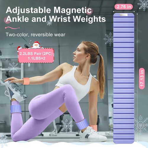 Lxlivn 2025 Upgraded Magnetic Ankle Weights for Women, Wrist Weights,Silicone (Waterproof), Non-Slip, Easy Wear, Adjustable (Men & Women), Ideal for Jogging/Yoga/Pilates & More, Great Gift.（2 Pack）
