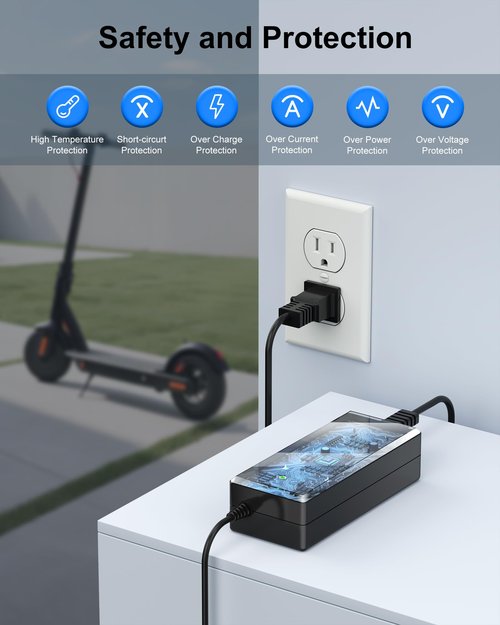 WUKUR 42V 2A Charger for Gotrax Electric Scooters Compatible with GoTrax GXL V2, G2, G3, G4, Apex, Glider, XR Elite, XR Ultra, Power Supply Adapter for 36V Lithium-ion Battery, 9.8Ft