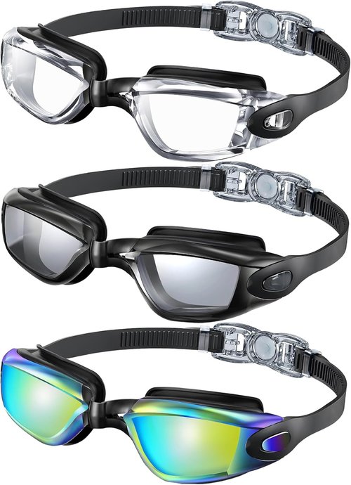 NSSIW Kids Swim Goggles - Anti-Fog UV400 Protection | No Leak Design, Ultra-Wide View, 3 Pack