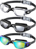 NSSIW Kids Swim Goggles - Anti-Fog UV400 Protection | No Leak Design, Ultra-Wide View, 3 Pack